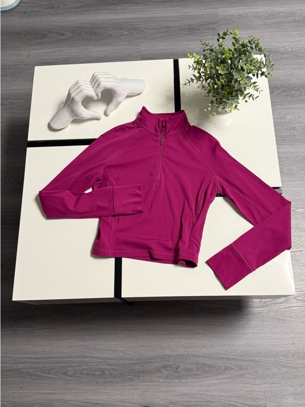 90 Degree by Reflex Magenta Half-Zip Cropped Pullover - Size M